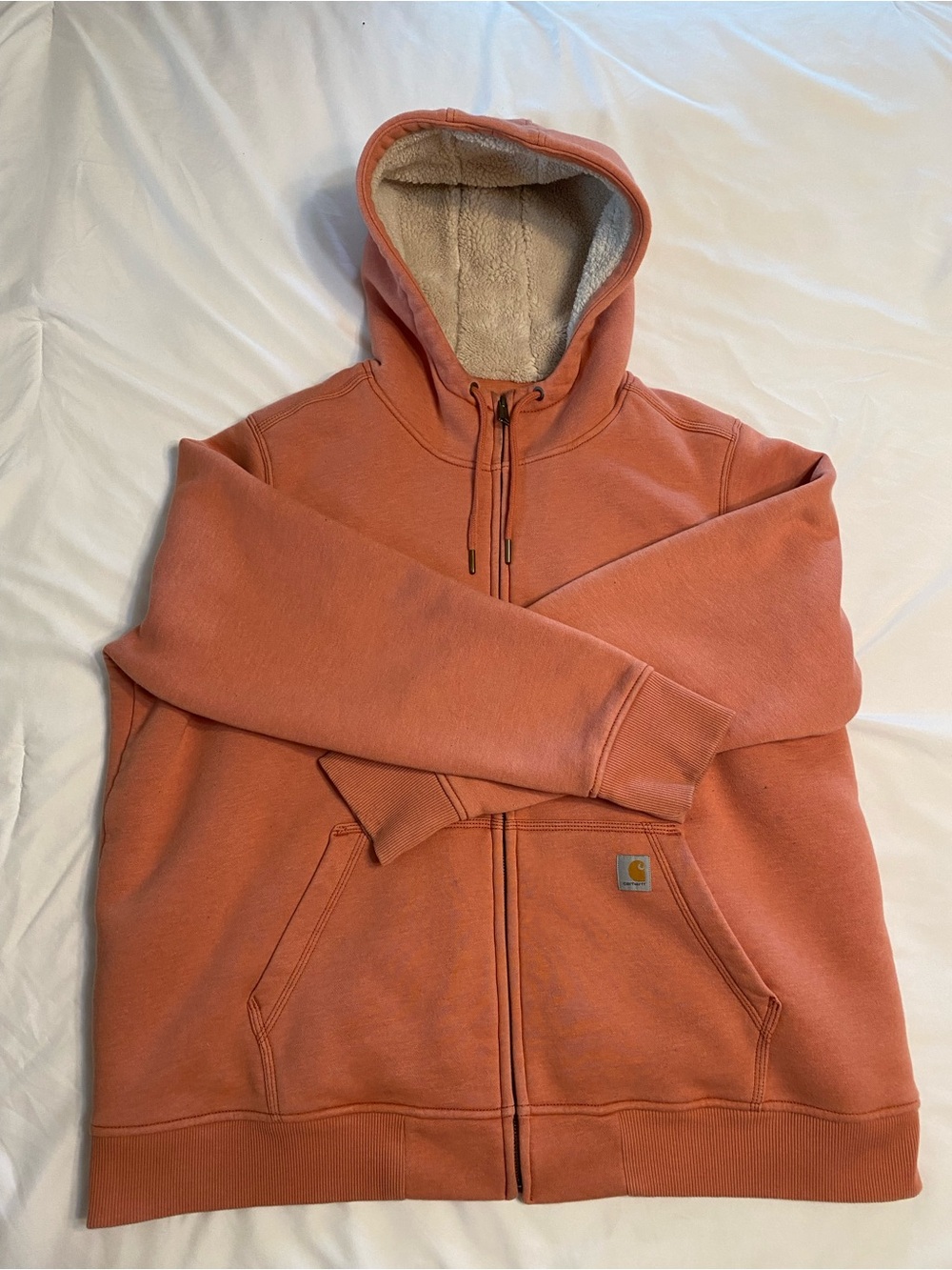 Carhartt Woman’s Sherpa-Lined Zip Hoodie in Dusty Coral